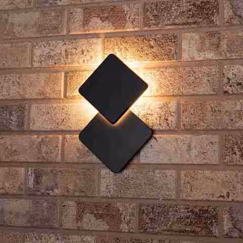 LED's Light wandlamp BERLIJN buitenwandlamp: Dubbele vierkante zwarte LED-armatuur, verstelbaar, IP44 weerbestendig.
