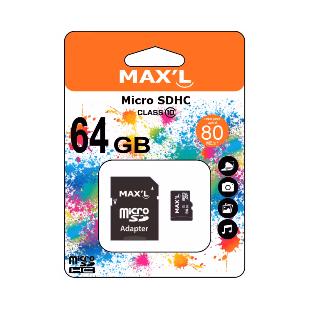MAX'L 64GB Micro SDHC Class 10 geheugenkaart met adapter