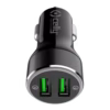 Celly Autolader ProPower: Dubbele USB-autolader met USB-A- en USB-C-poorten, snel opladen, zwart