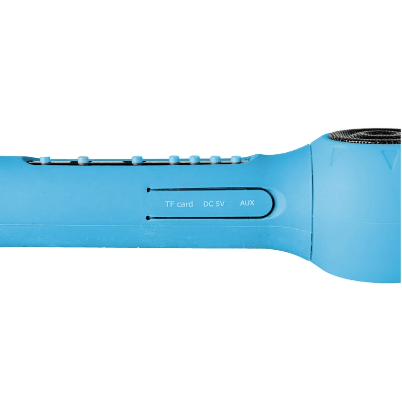 Kindermicrofoon met Bluetooth, blauw: draadloze kids microfoon met TF kaart, AUX en DC 5V aansluiting.