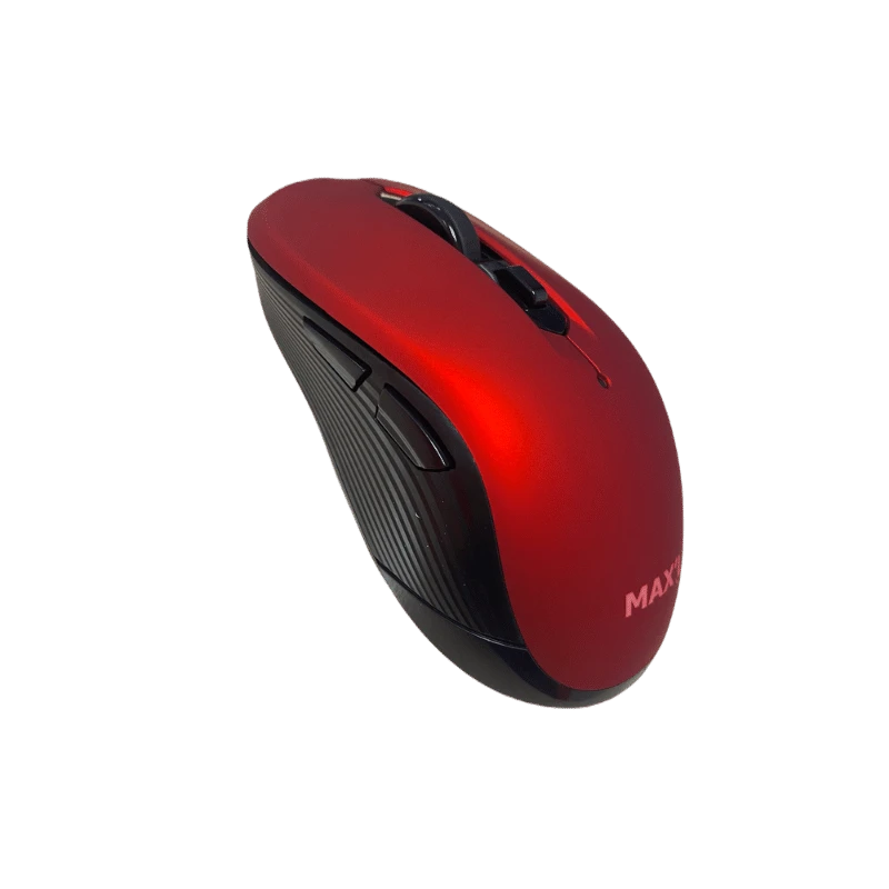 Max'L draadloze ergonomische muis: rode 2,4GHz optische muis met 6 knoppen, 800-1600 DPI.