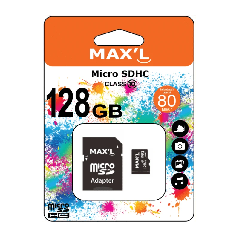 Max'L 128GB MicroSDHC Class 10 geheugenkaart met adapter